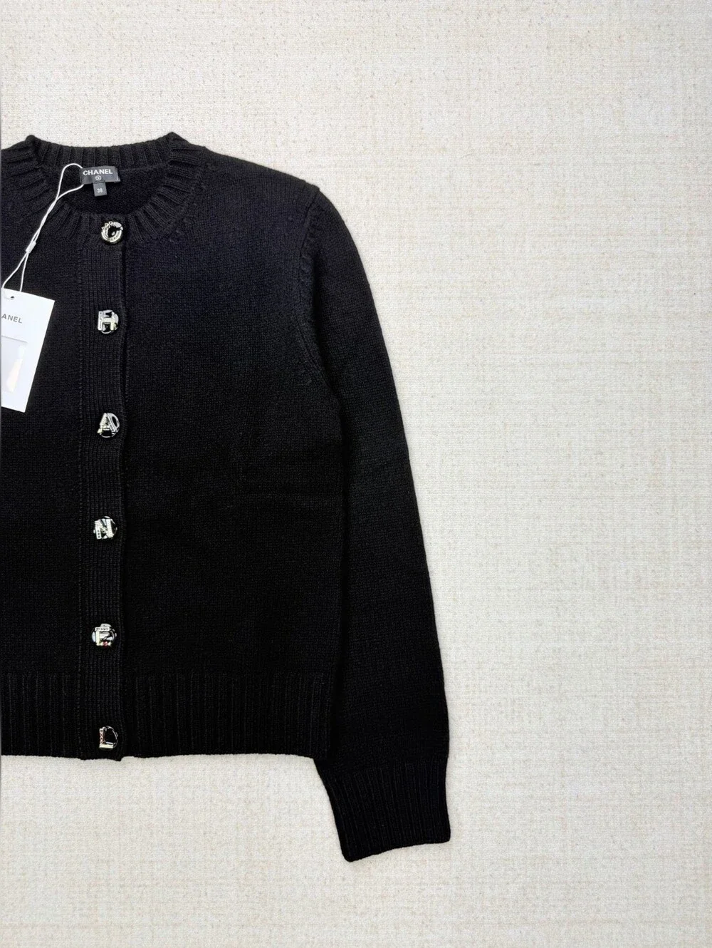 Chanel Black Button-Front Cashmere Cardigan
